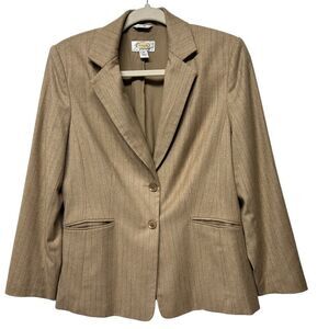 Talbots Light Brown Blazer Tan Pinstripe Formal Jacket Business Casual Office